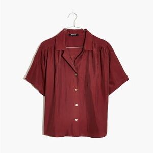 NWT Madewell Silk Camp Shirt - Rich Burgundy - Medium